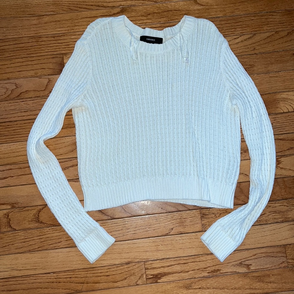 Cropped white sweater
